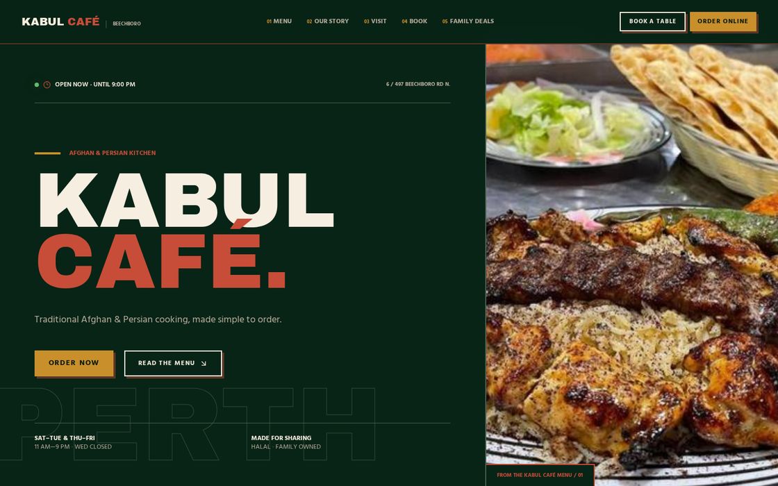 Kabul Café website by Chosen Digital